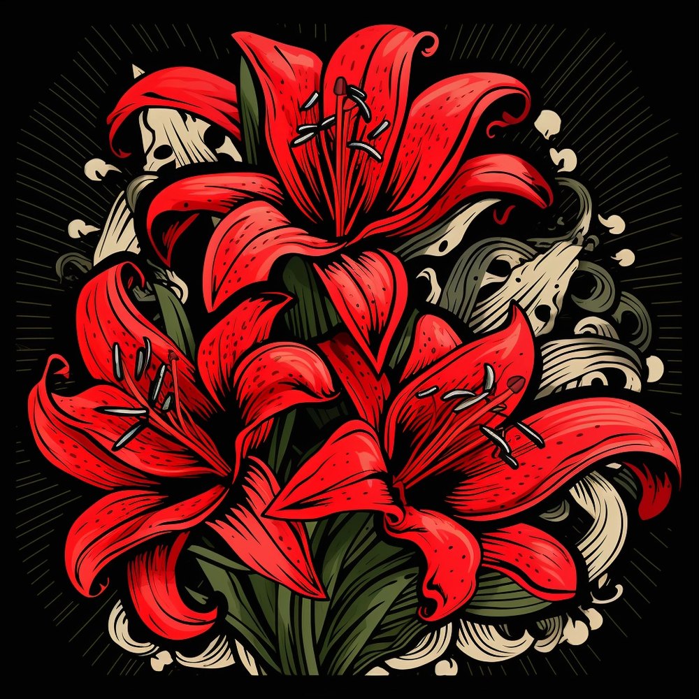 A bouquet of red lilies