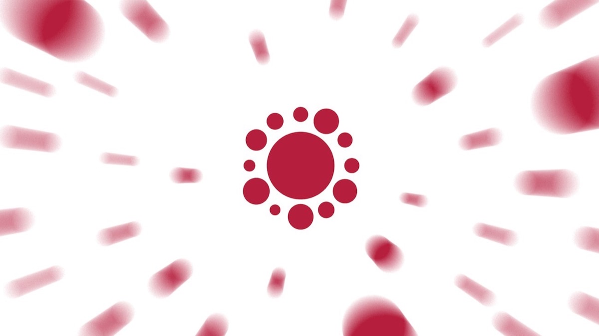 The NAPO 'flower' logo — a central crimson circle ringed by smaller circles, with radiating dashes, on white