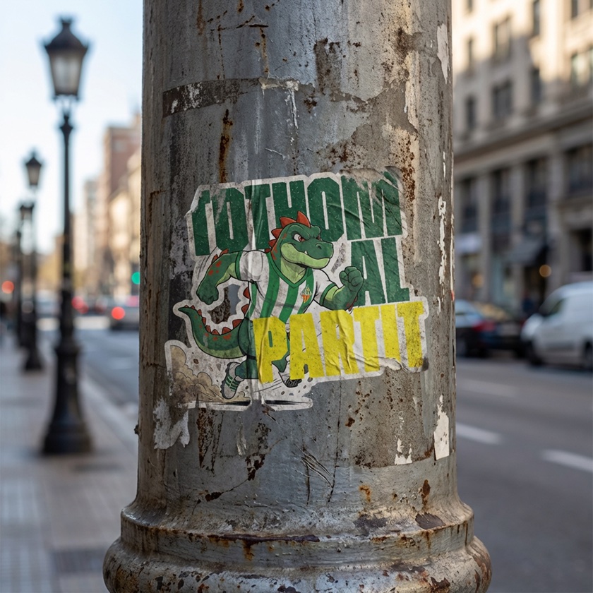 The Sansenc sticker layered among other street stickers