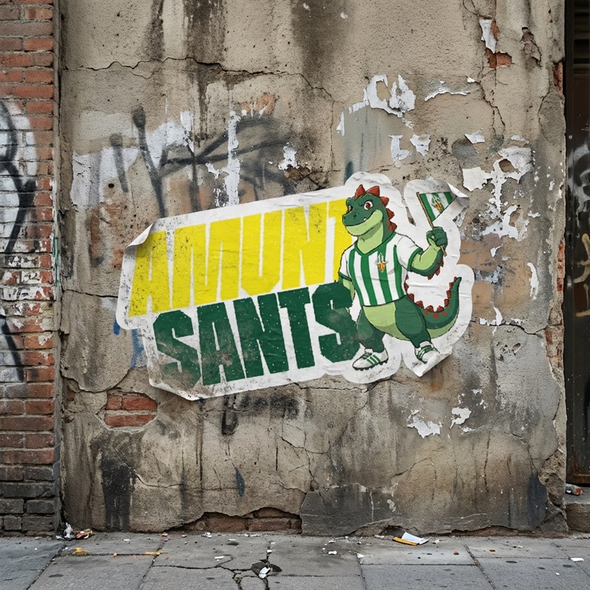 The Sansenc sticker on a lamppost in Sants