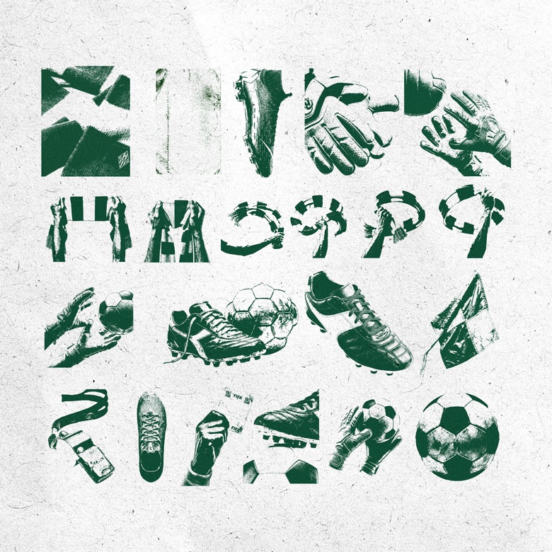 U.E. Sants design board — 'Força Sants / Tothom' in green and yellow