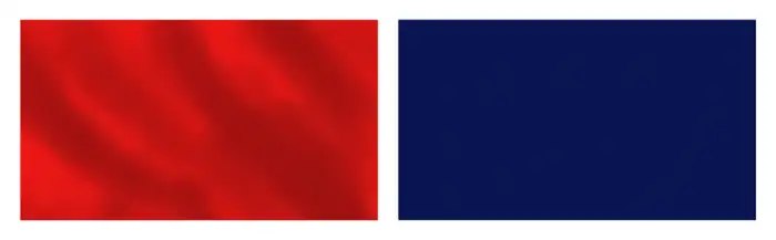 An animation of Slavic floral and heart ornament patterns blooming across rippling red and navy fabric